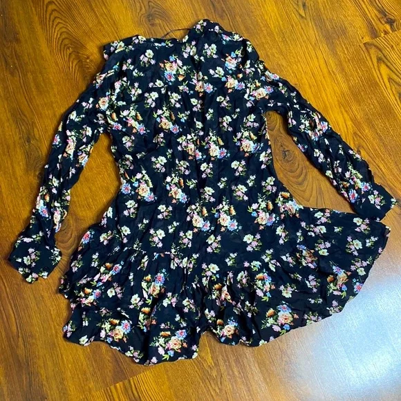 🌹 Zara Woman 🌹 Sheer Floral Long Sleeve Ruffle Dress - Picture 3 of 15